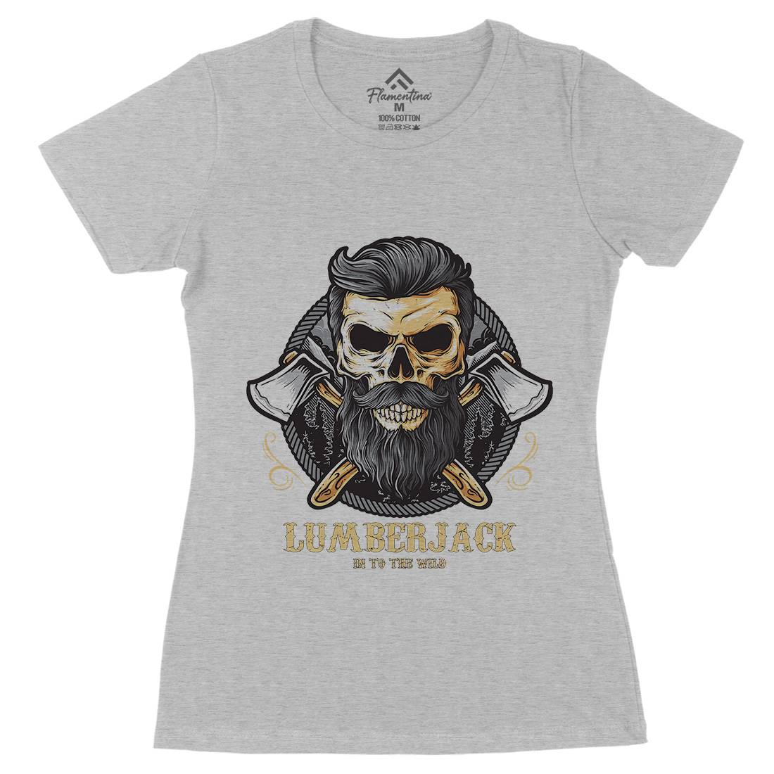 Skull Lumberjack Womens Organic Crew Neck T-Shirt Work D085