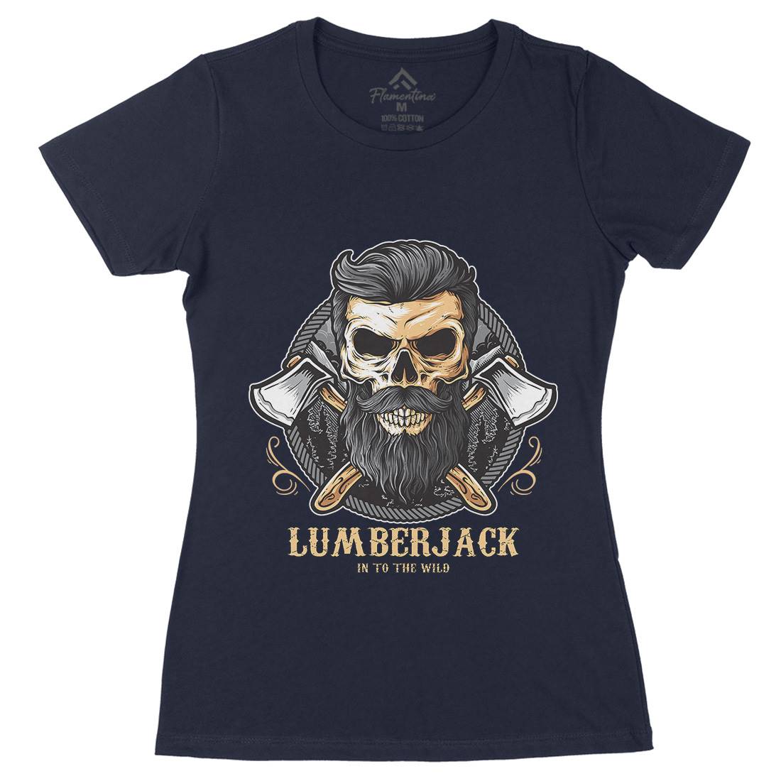 Skull Lumberjack Womens Organic Crew Neck T-Shirt Work D085
