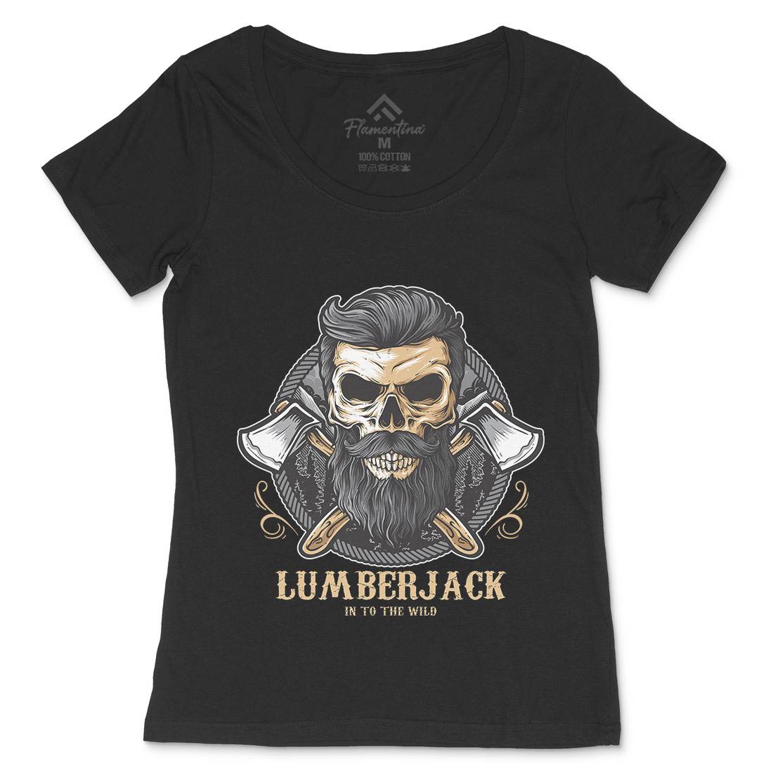 Skull Lumberjack Womens Scoop Neck T-Shirt Work D085