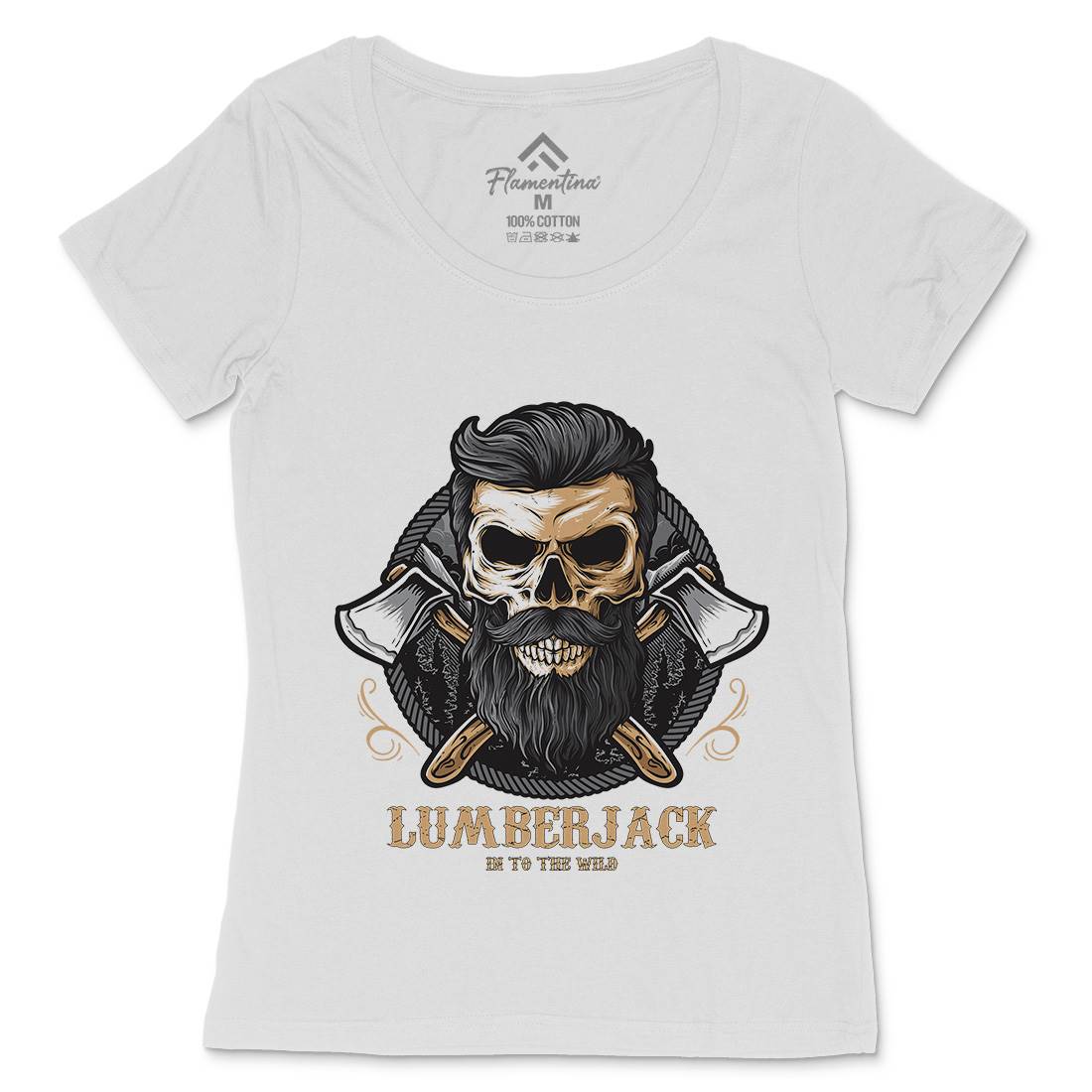 Skull Lumberjack Womens Scoop Neck T-Shirt Work D085