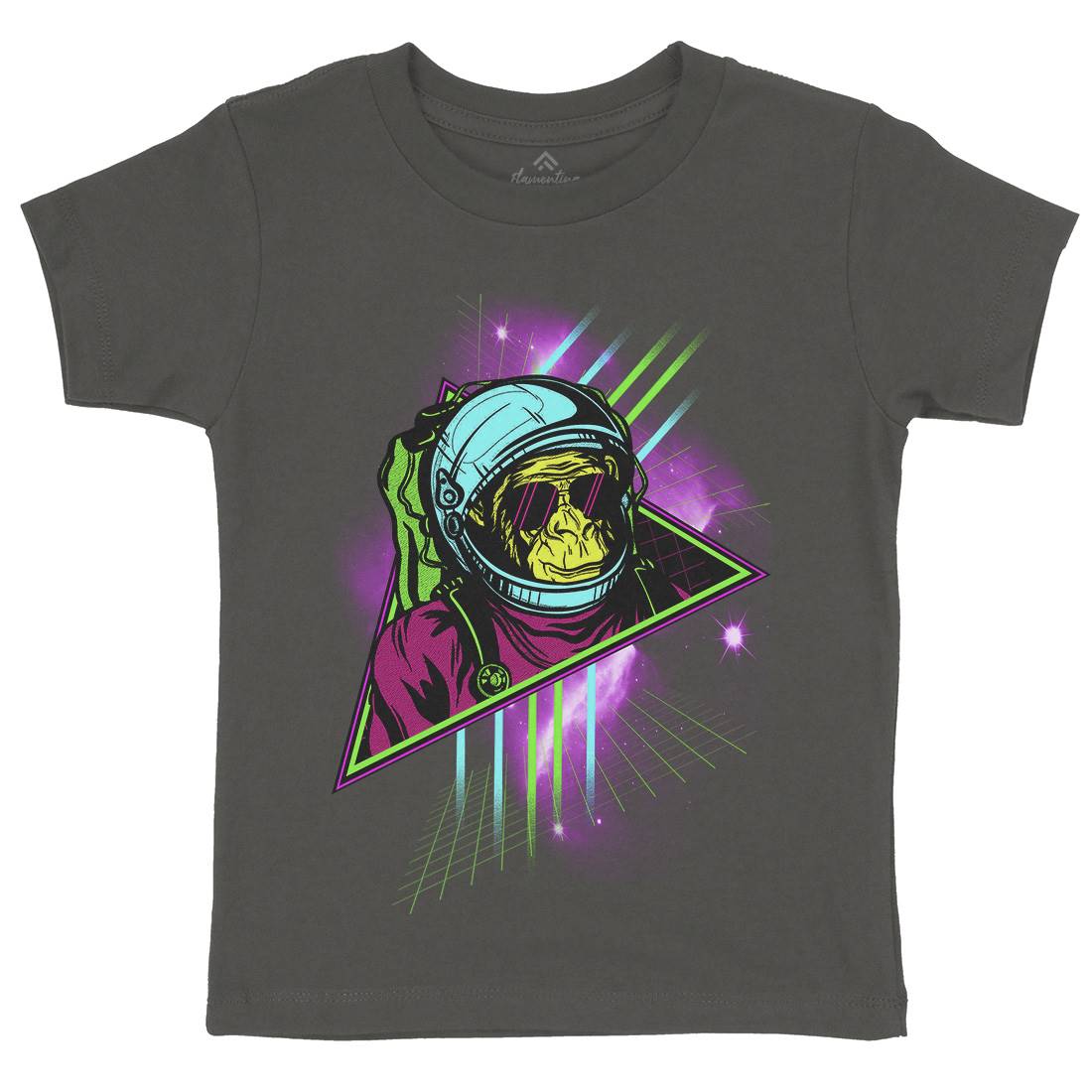 Monkey Kids Organic Crew Neck T-Shirt Space D086