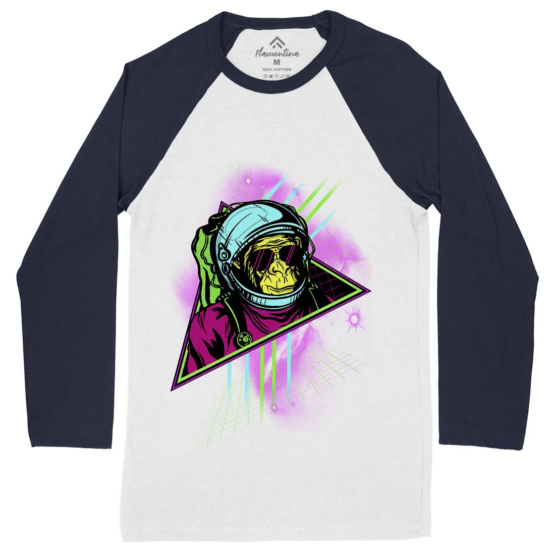 Monkey Mens Long Sleeve Baseball T-Shirt Space D086