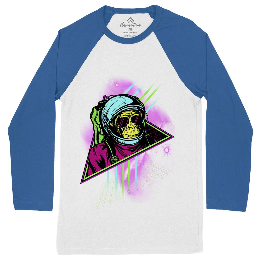 Monkey Mens Long Sleeve Baseball T-Shirt Space D086