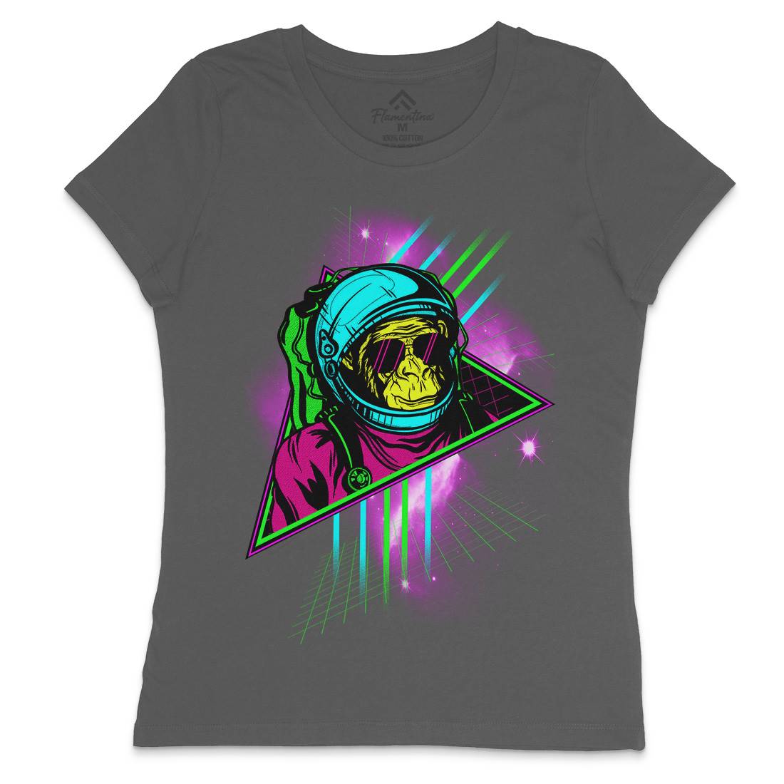 Monkey Womens Crew Neck T-Shirt Space D086