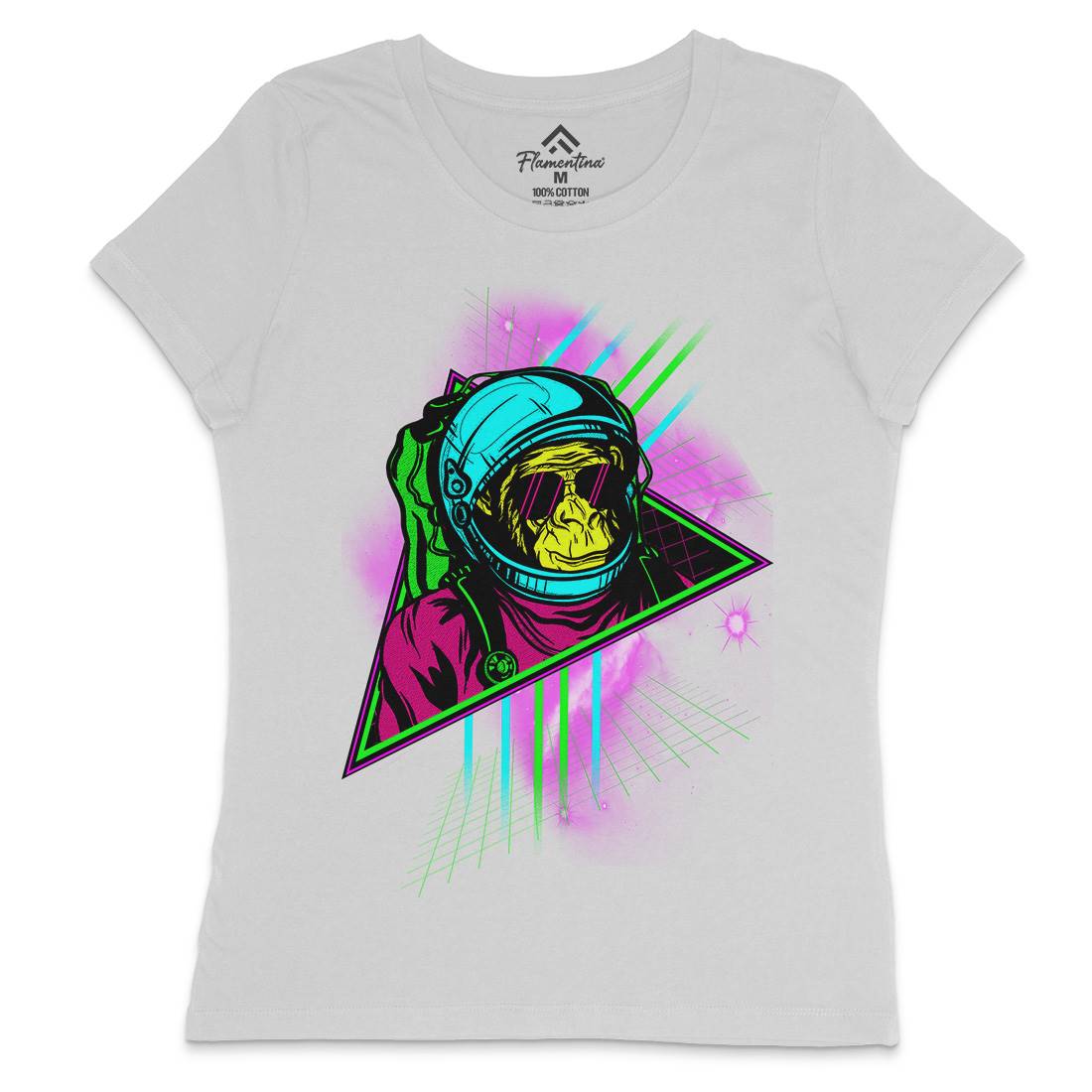 Monkey Womens Crew Neck T-Shirt Space D086