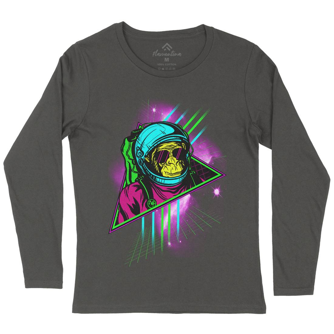 Monkey Womens Long Sleeve T-Shirt Space D086