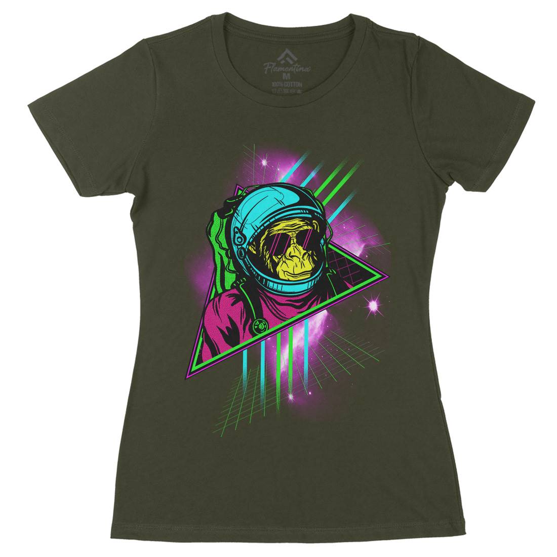 Monkey Womens Organic Crew Neck T-Shirt Space D086