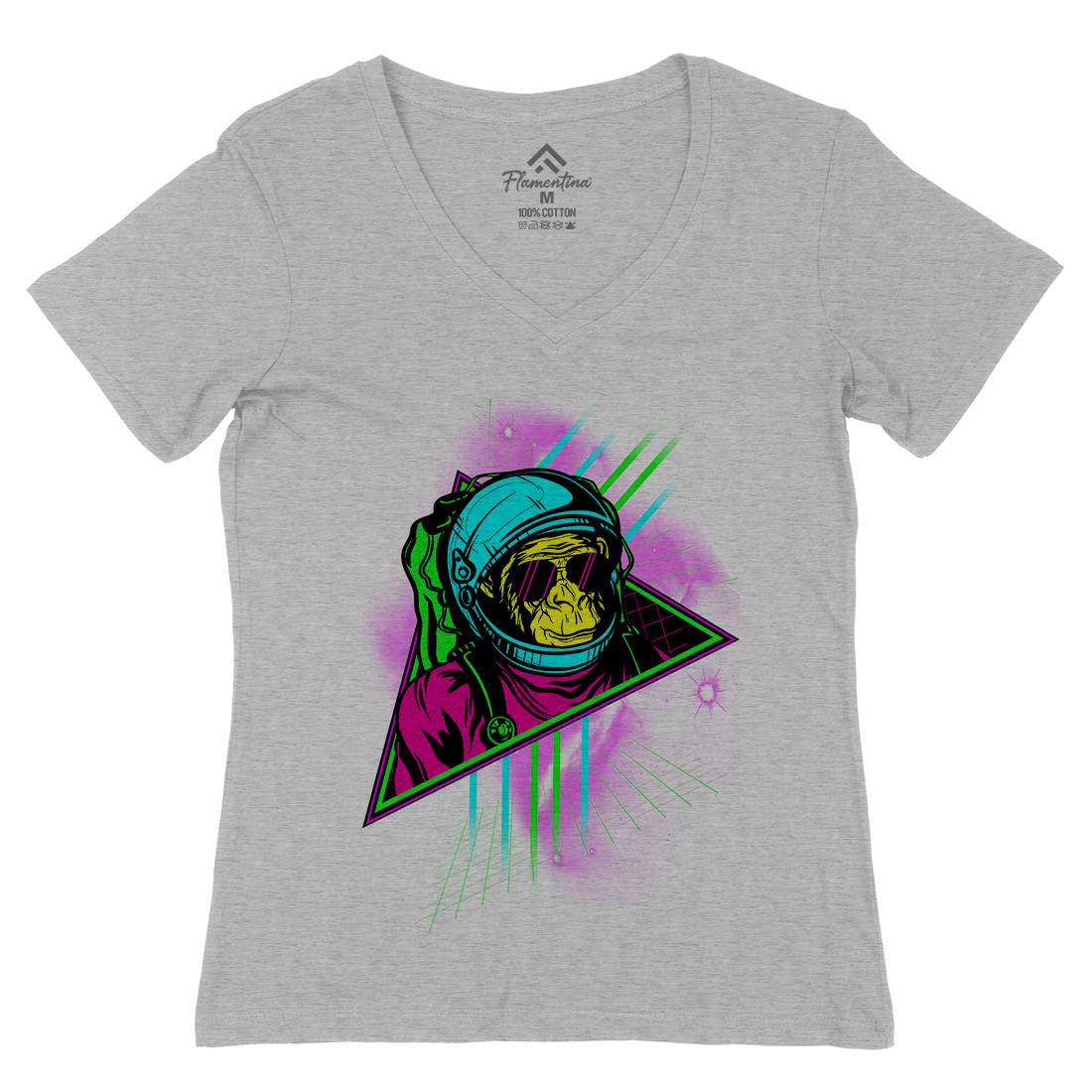 Monkey Womens Organic V-Neck T-Shirt Space D086