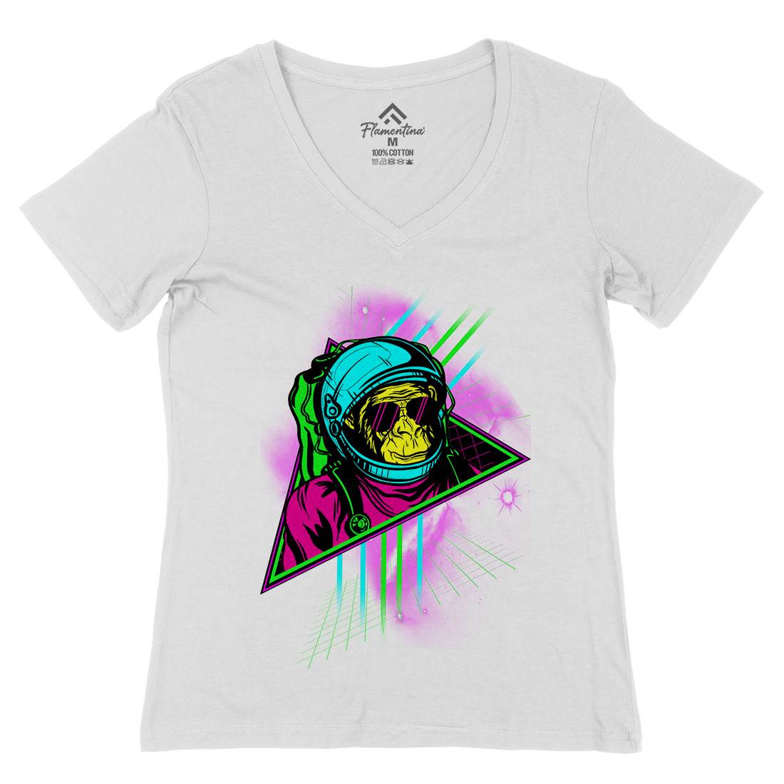 Monkey Womens Organic V-Neck T-Shirt Space D086