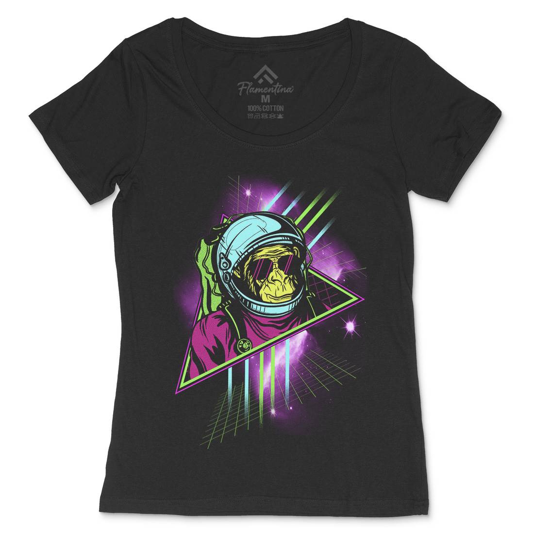 Monkey Womens Scoop Neck T-Shirt Space D086