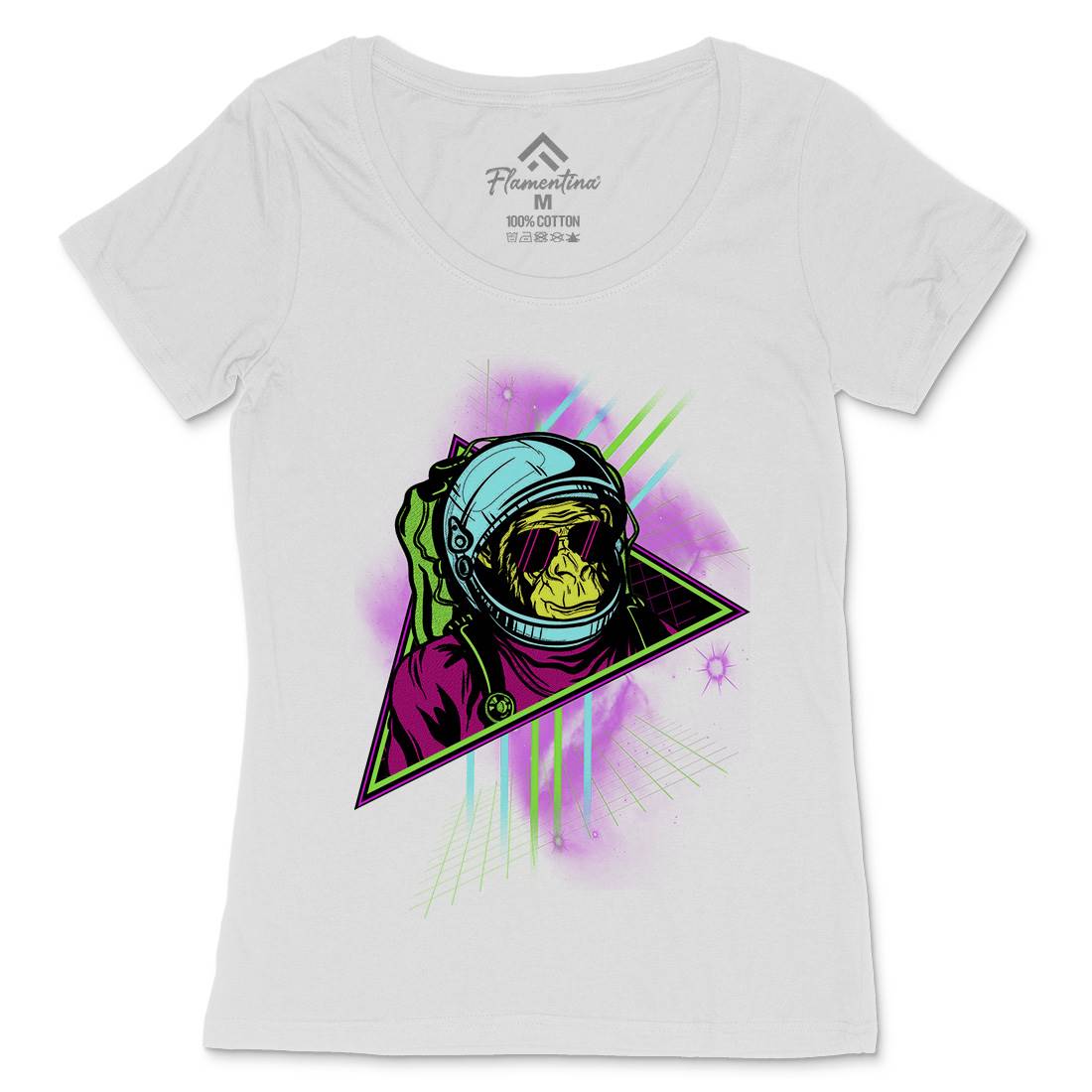 Monkey Womens Scoop Neck T-Shirt Space D086