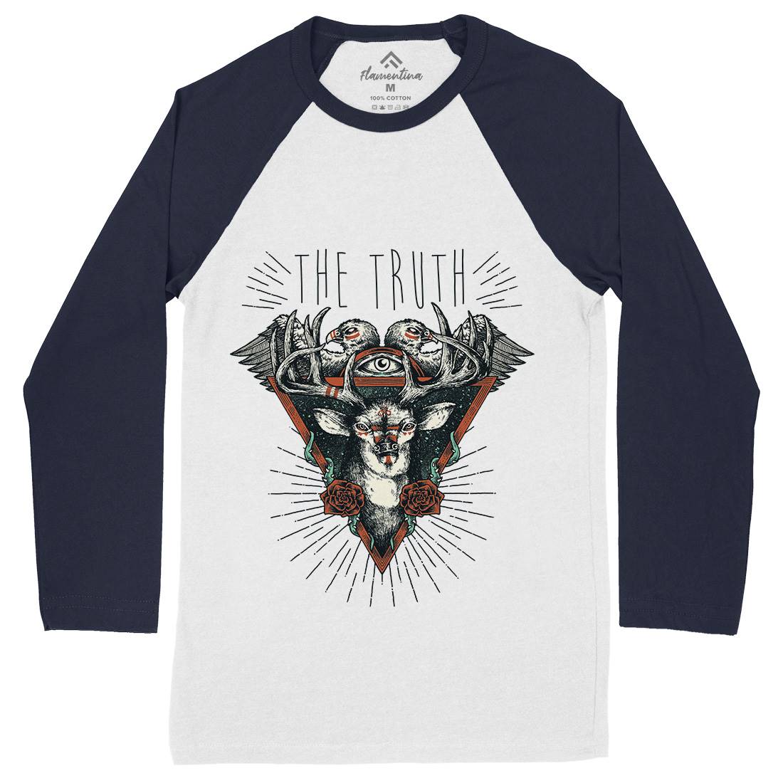 Deer Mens Long Sleeve Baseball T-Shirt Animals D089