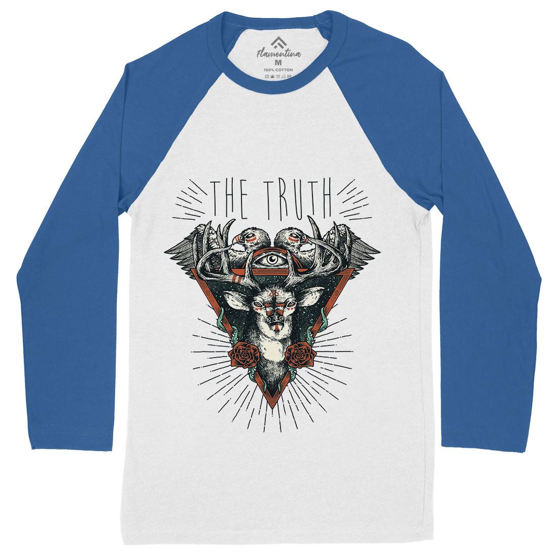 Deer Mens Long Sleeve Baseball T-Shirt Animals D089