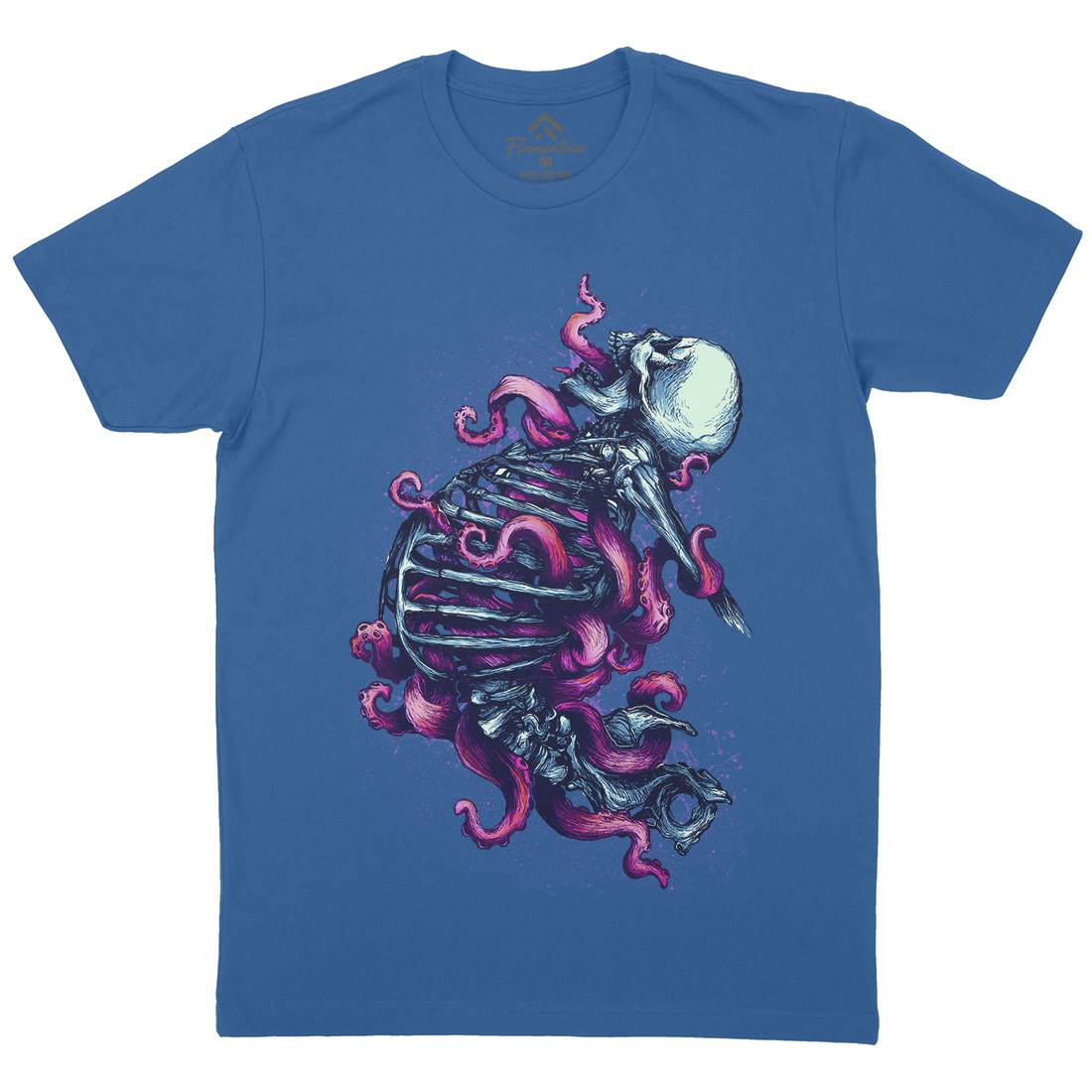 Skeleton Octopus Mens Crew Neck T-Shirt Horror D090