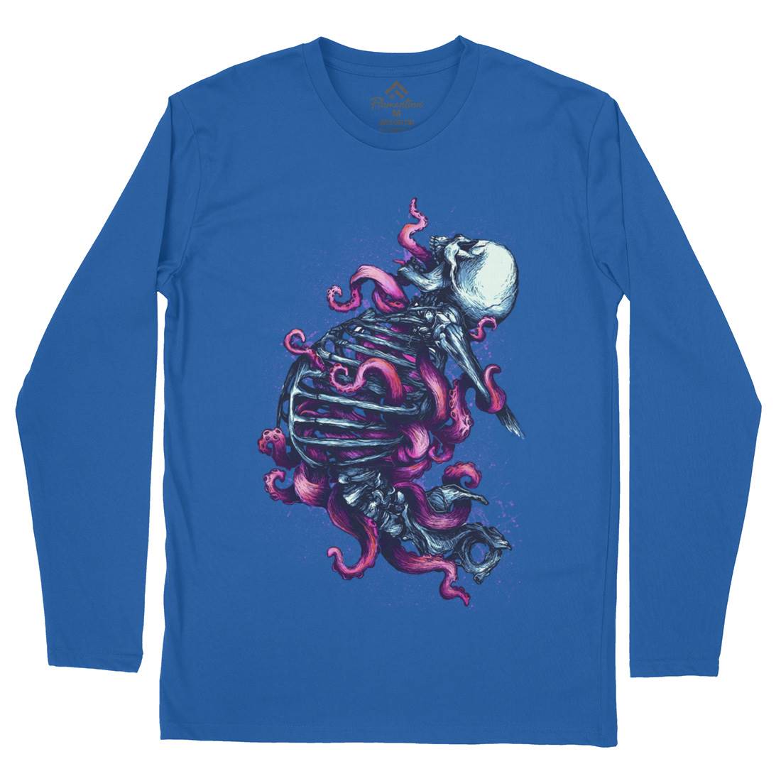 Skeleton Octopus Mens Long Sleeve T-Shirt Horror D090