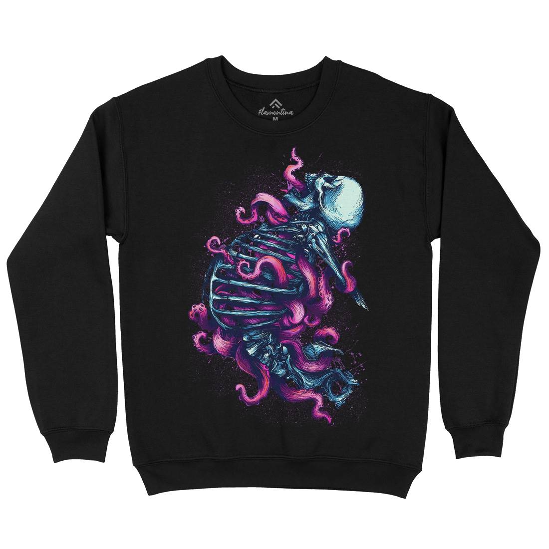 Skeleton Octopus Mens Crew Neck Sweatshirt Horror D090