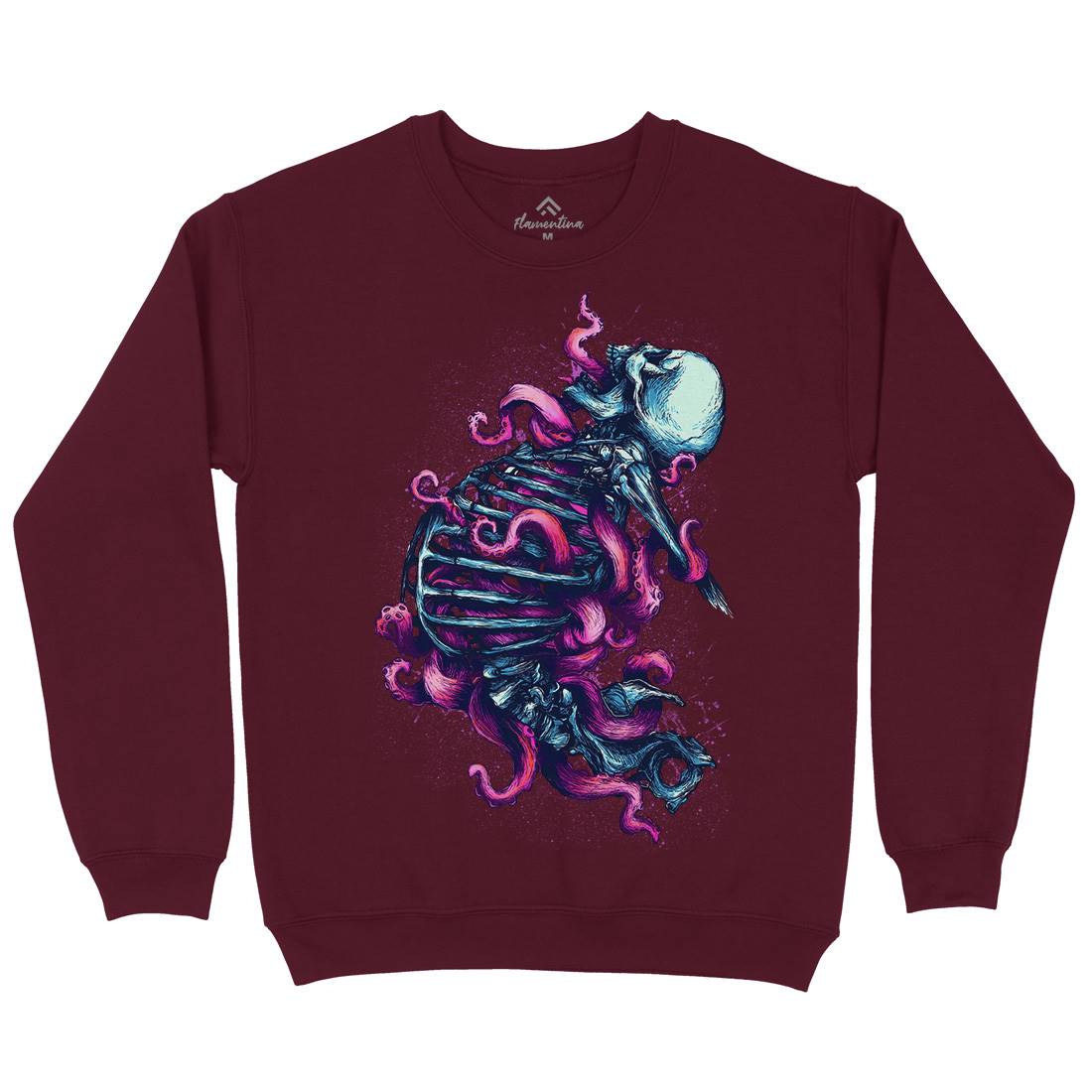 Skeleton Octopus Mens Crew Neck Sweatshirt Horror D090