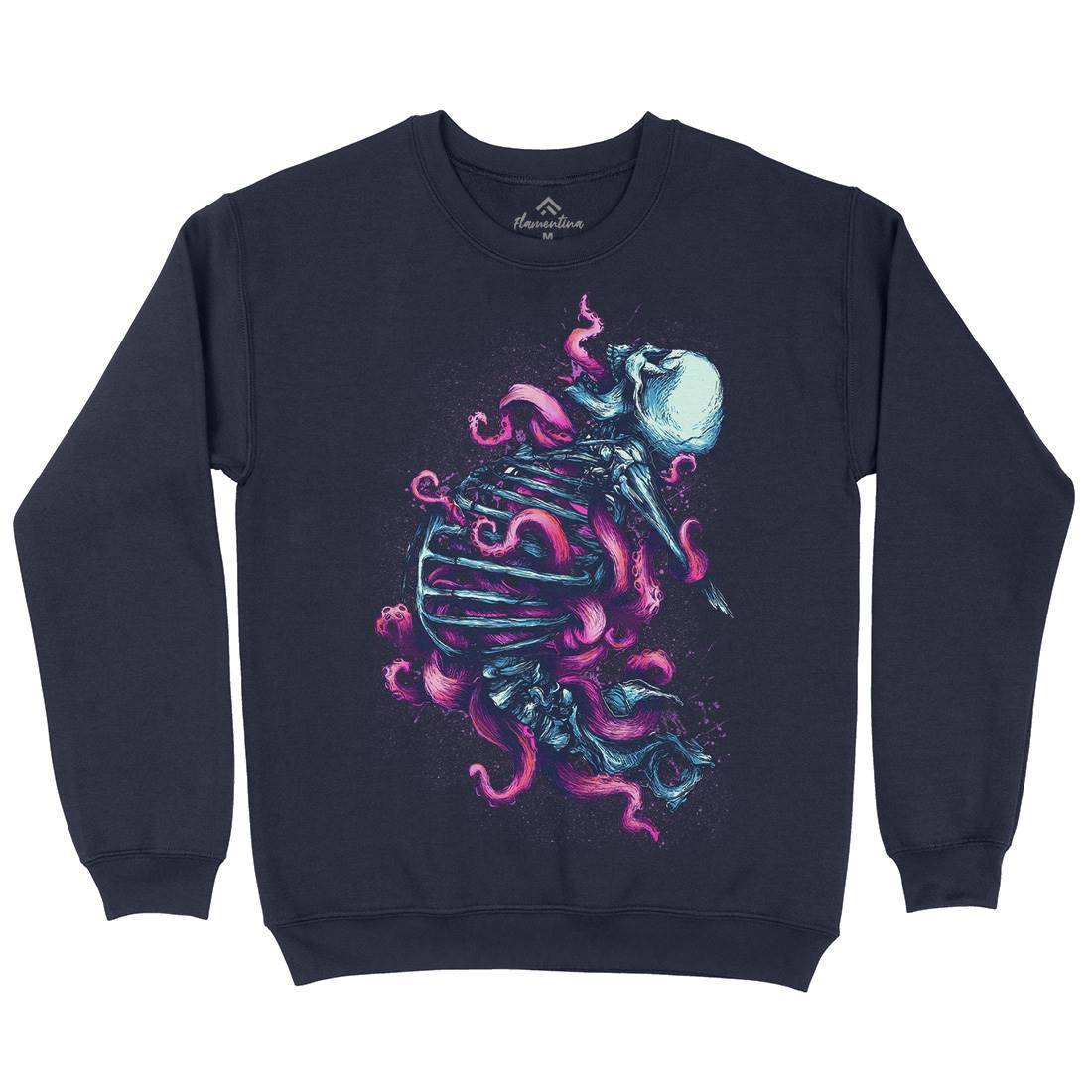 Skeleton Octopus Kids Crew Neck Sweatshirt Horror D090