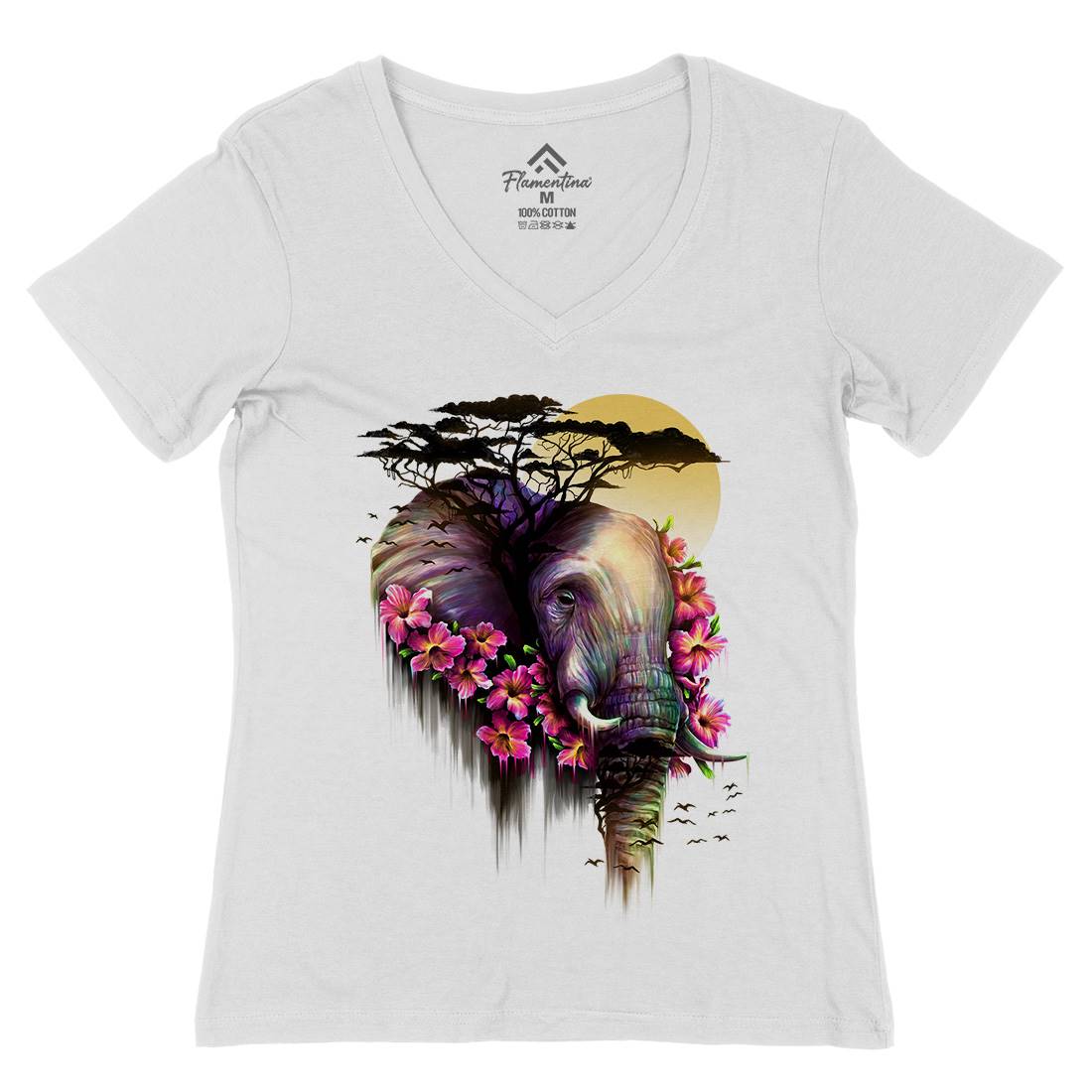 Wild Bloom Womens Organic V-Neck T-Shirt Nature D091