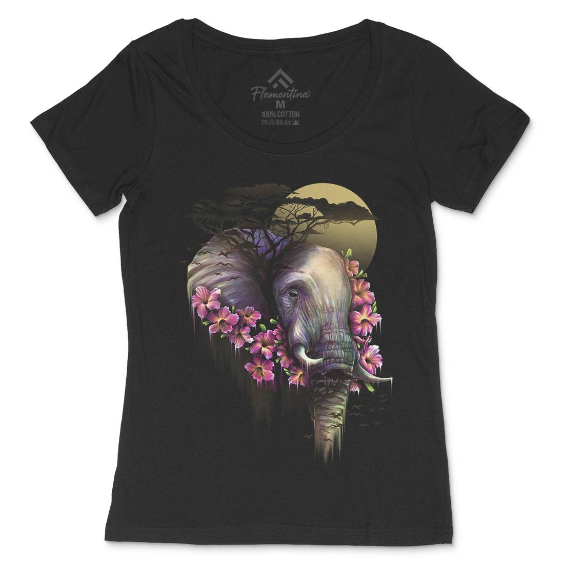 Wild Bloom Womens Scoop Neck T-Shirt Nature D091