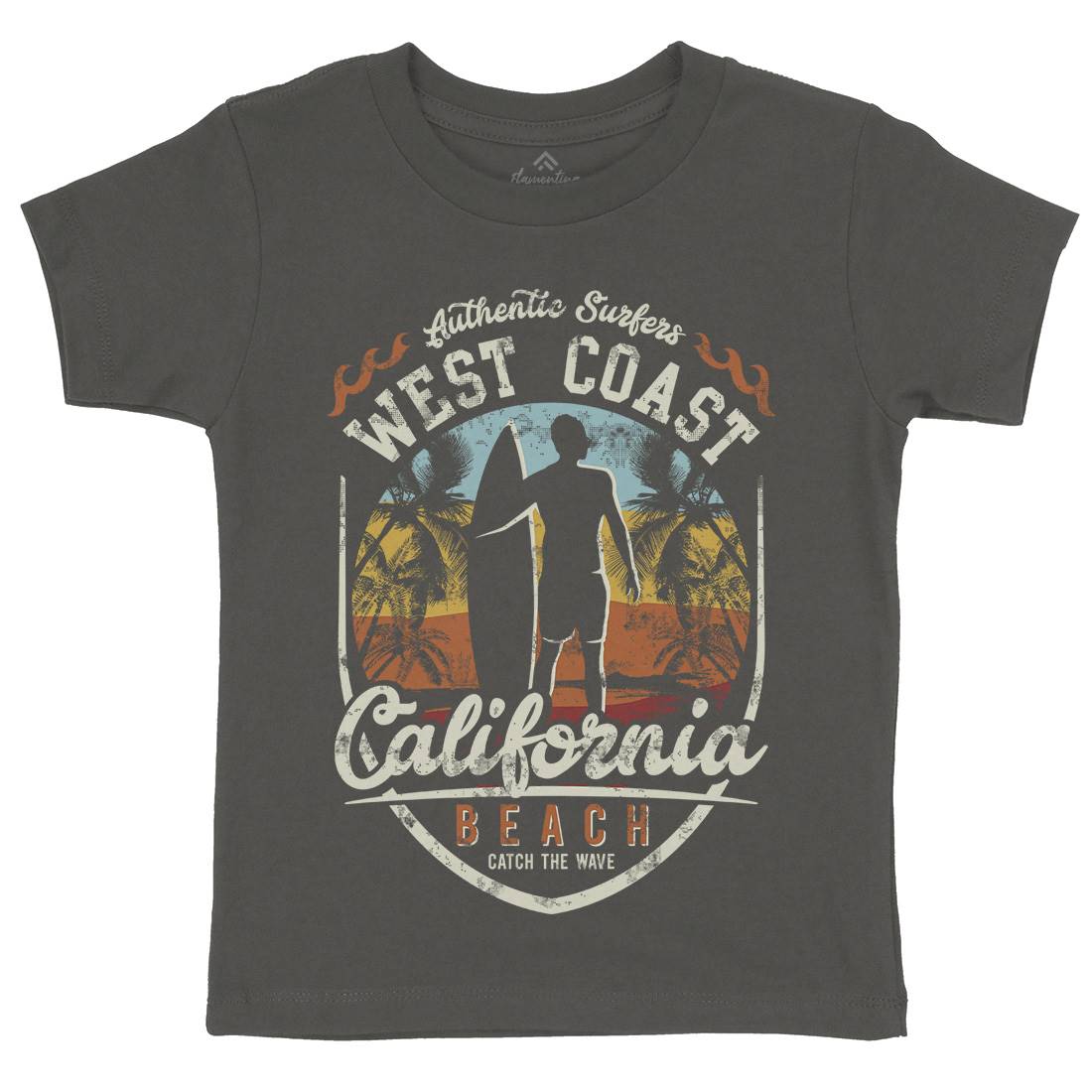 West Coast California Beach Kids Organic Crew Neck T-Shirt Holiday D095