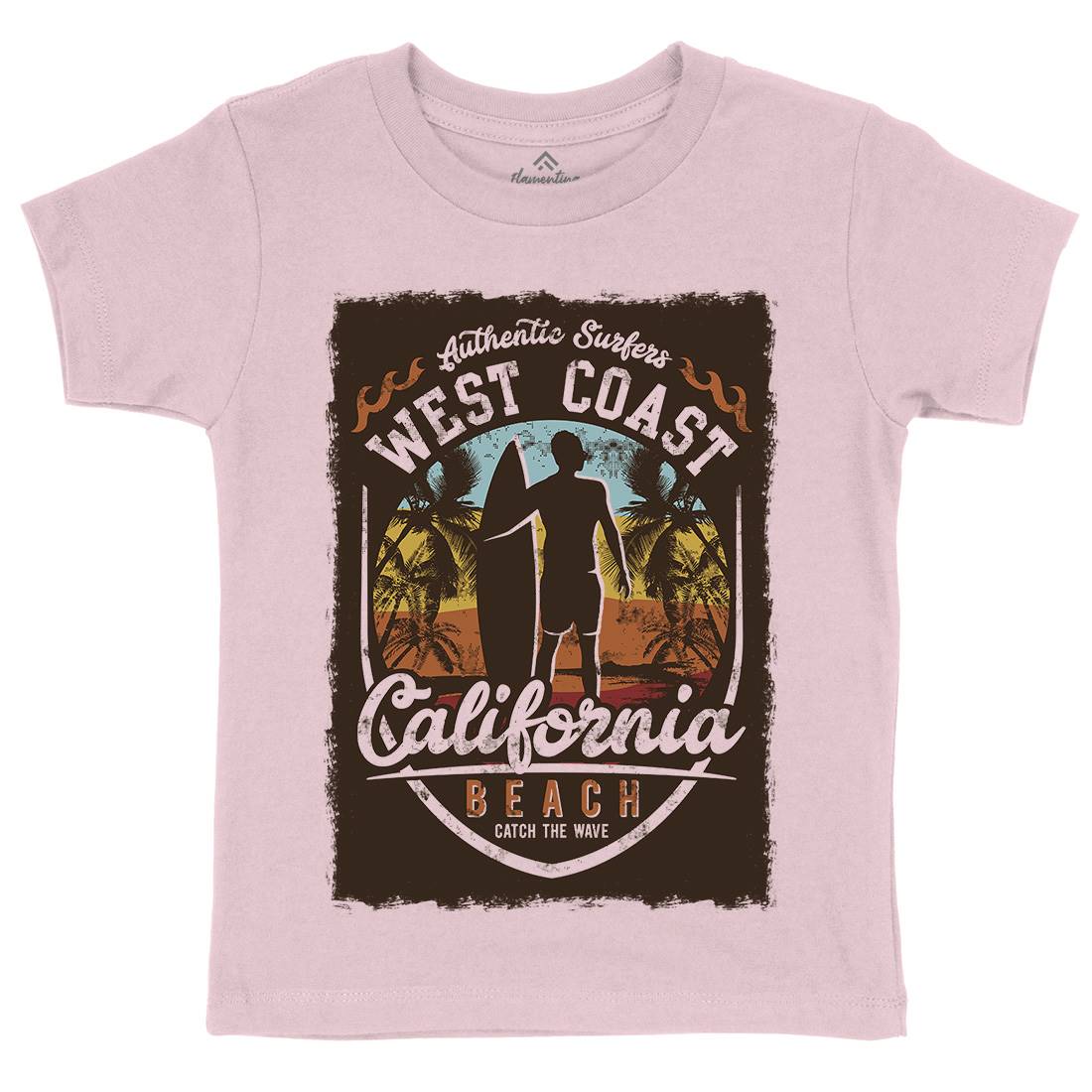 West Coast California Beach Kids Crew Neck T-Shirt Holiday D095