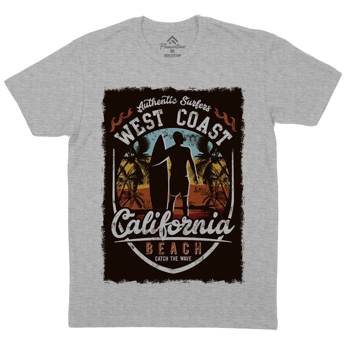 West Coast California Beach Mens Crew Neck T-Shirt Holiday D095