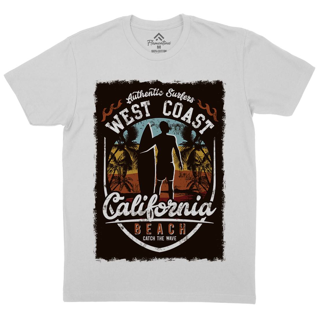 West Coast California Beach Mens Crew Neck T-Shirt Holiday D095