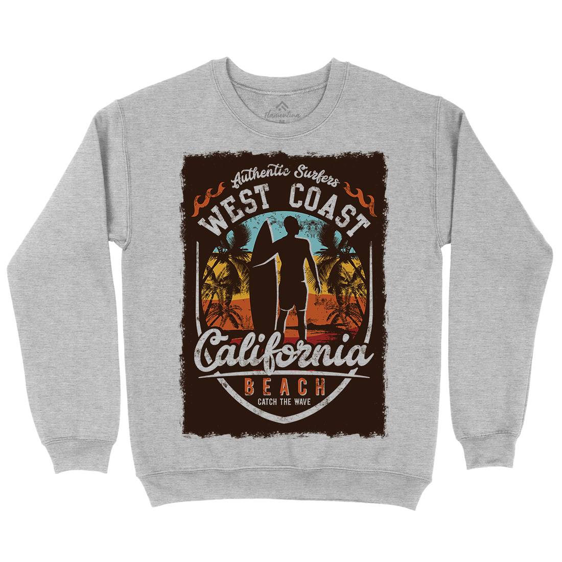 West Coast California Beach Mens Crew Neck Sweatshirt Holiday D095
