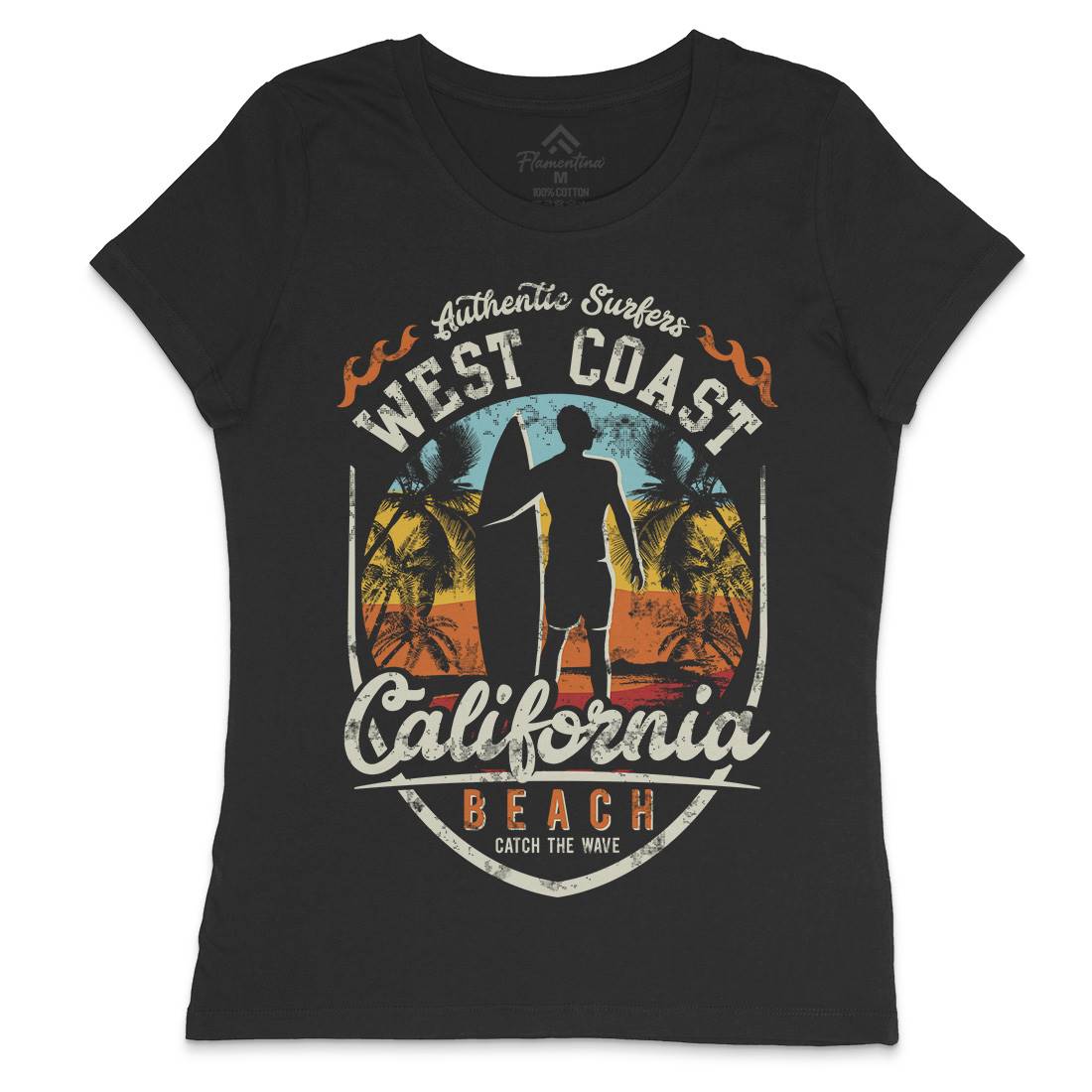 West Coast California Beach Womens Crew Neck T-Shirt Holiday D095