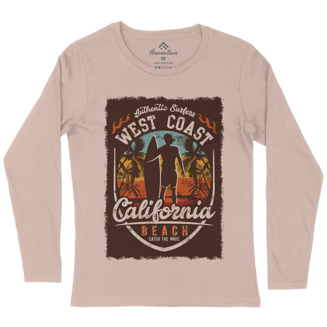 West Coast California Beach Womens Long Sleeve T-Shirt Holiday D095
