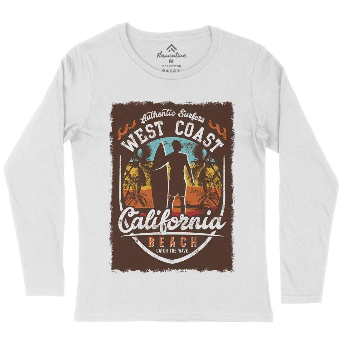 West Coast California Beach Womens Long Sleeve T-Shirt Holiday D095