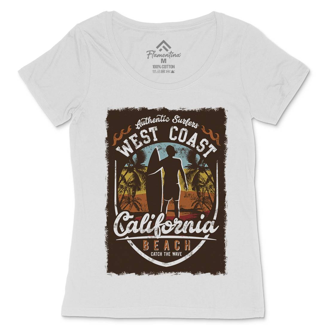 West Coast California Beach Womens Scoop Neck T-Shirt Holiday D095