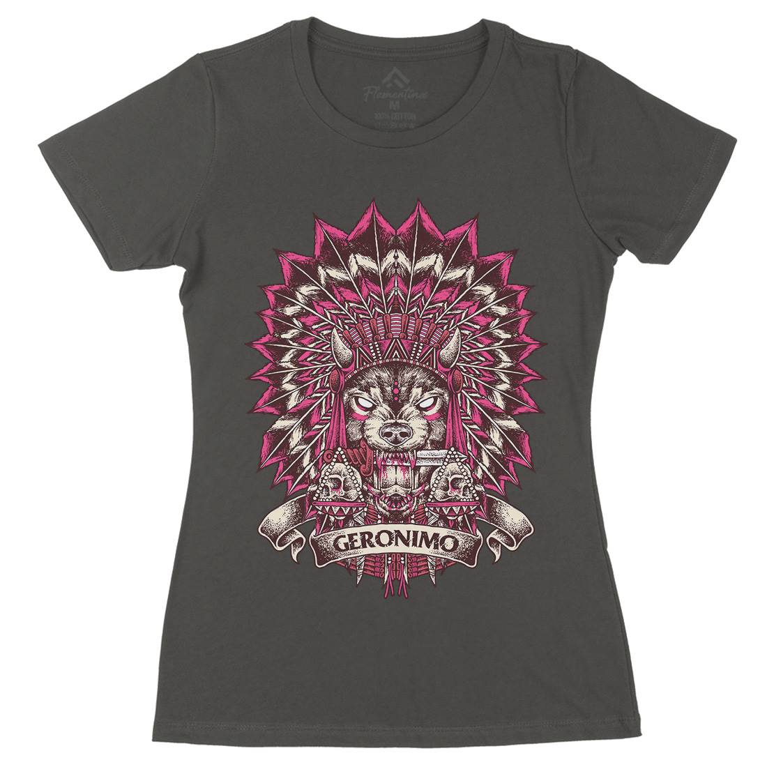 Wolf Chief Womens Organic Crew Neck T-Shirt Animals D097