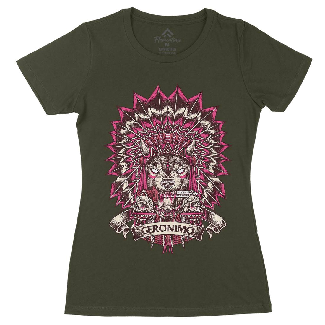 Wolf Chief Womens Organic Crew Neck T-Shirt Animals D097