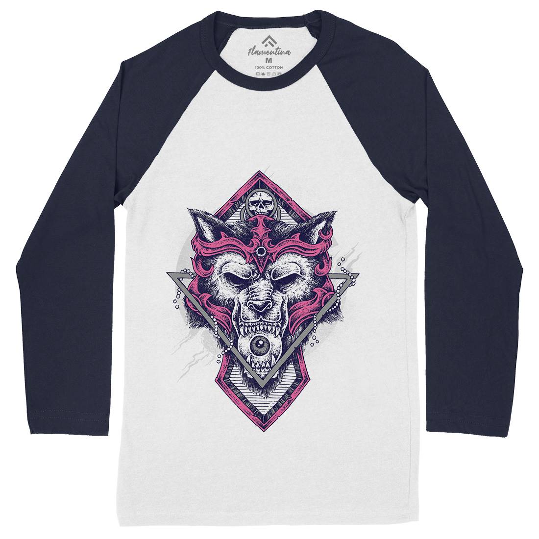 Wolf Warrior Mens Long Sleeve Baseball T-Shirt Animals D098