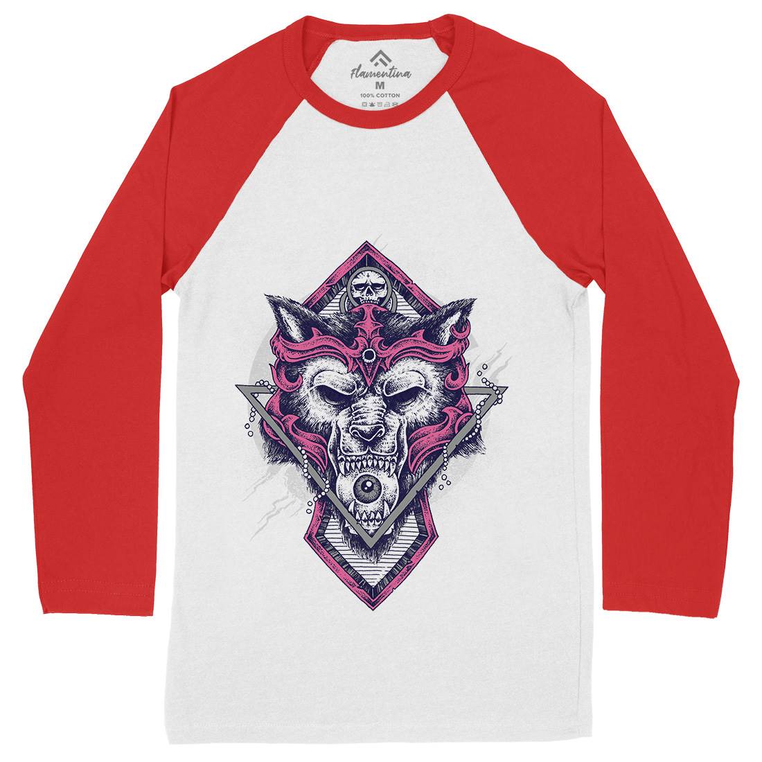 Wolf Warrior Mens Long Sleeve Baseball T-Shirt Animals D098