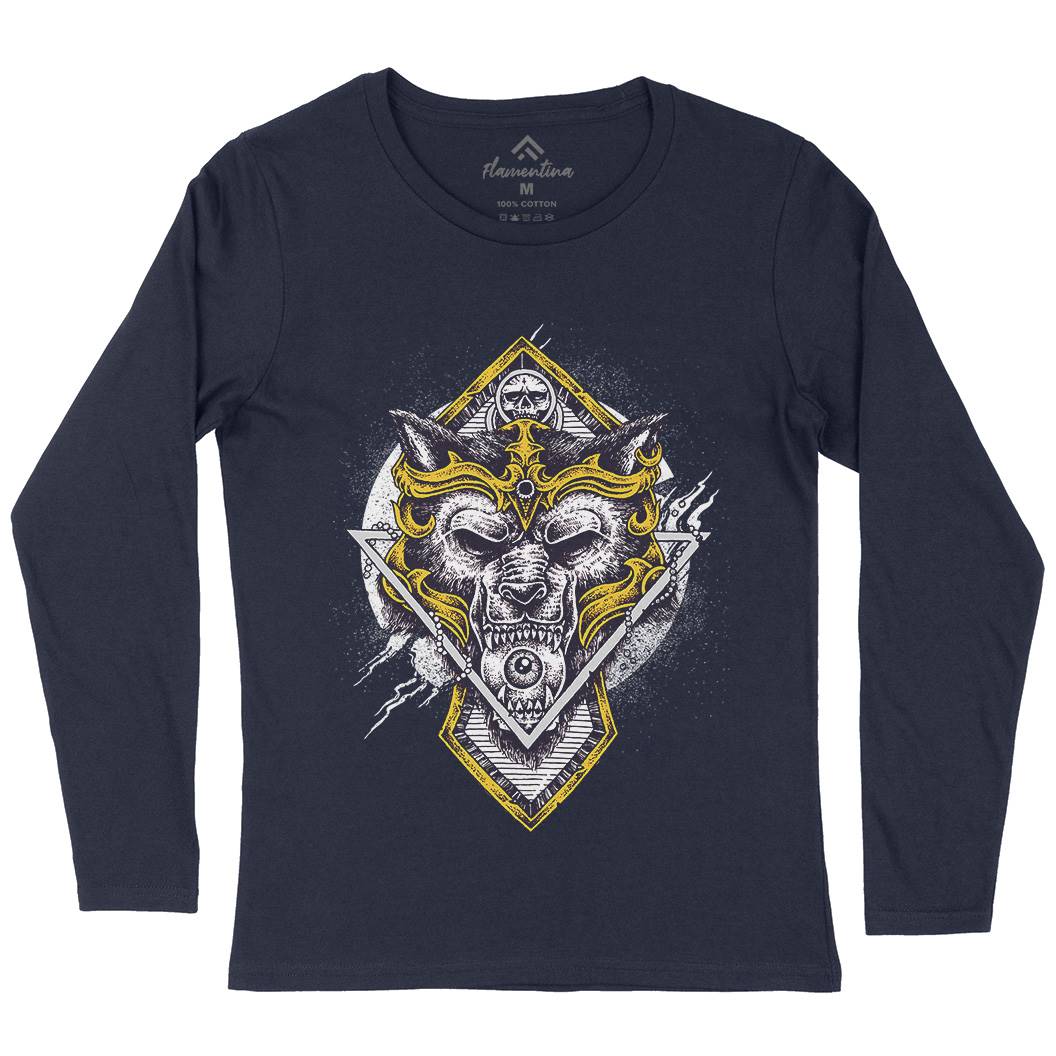 Wolf Warrior Womens Long Sleeve T-Shirt Animals D098