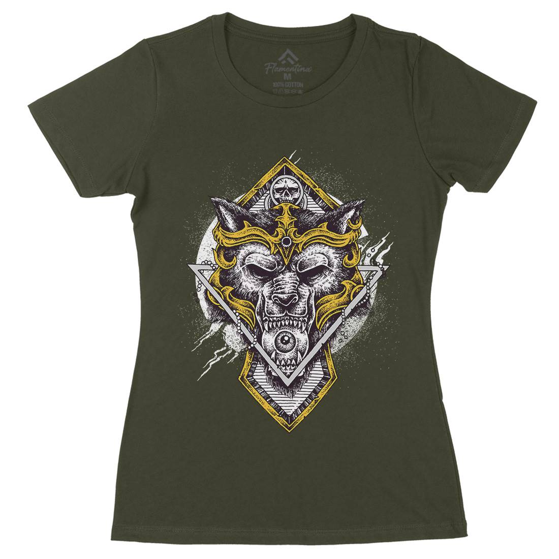Wolf Warrior Womens Organic Crew Neck T-Shirt Animals D098