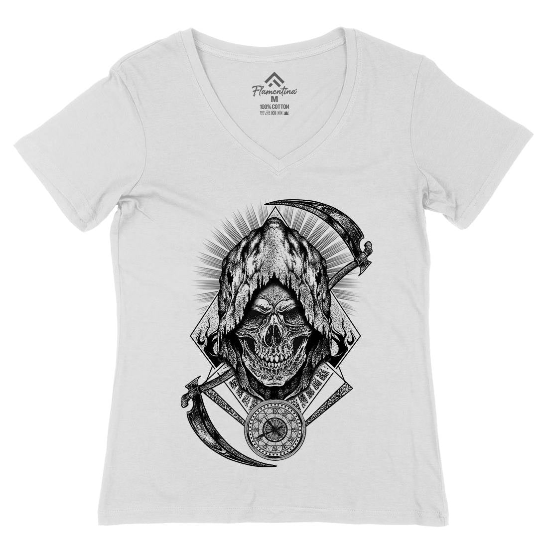 Your Time Has Arrived Womens Organic V-Neck T-Shirt Horror D099