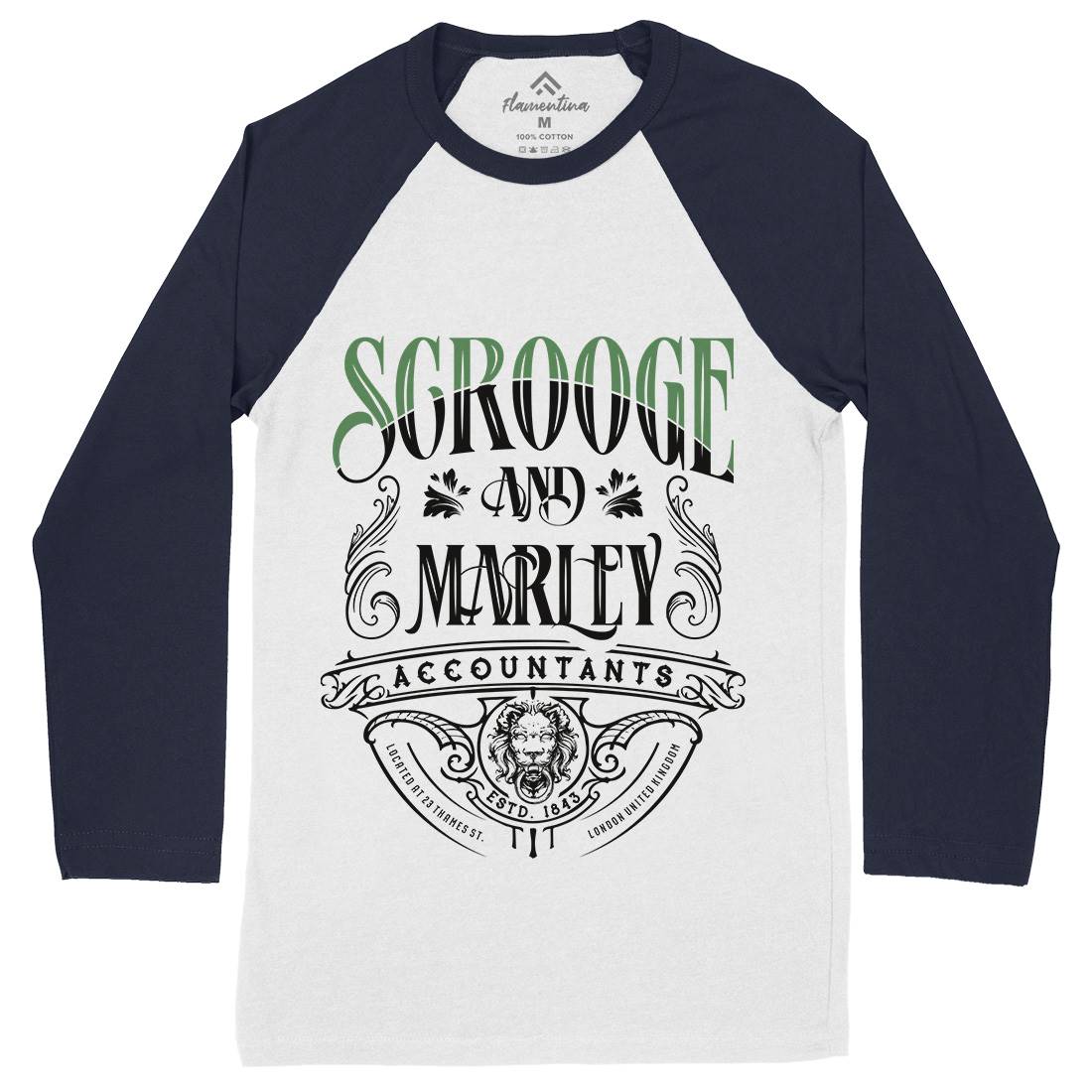 Scrooge And Marley Mens Long Sleeve Baseball T-Shirt Christmas D100