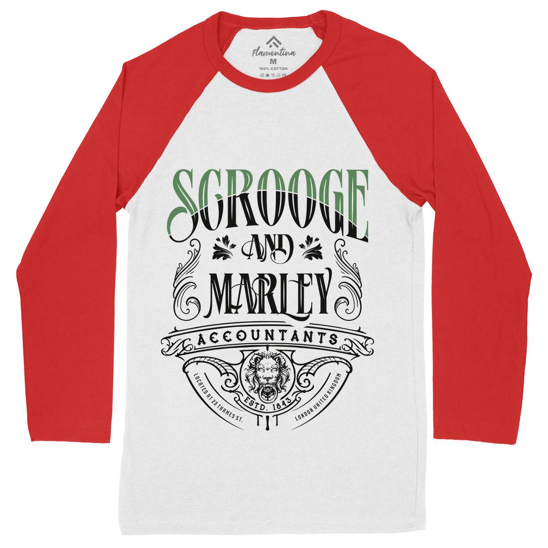 Scrooge And Marley Mens Long Sleeve Baseball T-Shirt Christmas D100
