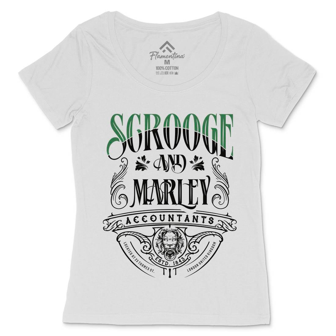 Scrooge And Marley Womens Scoop Neck T-Shirt Christmas D100
