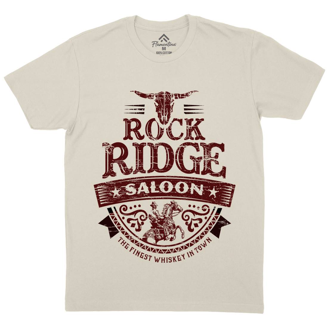 Rock Ridge Saloon Mens Organic Crew Neck T-Shirt Music D101