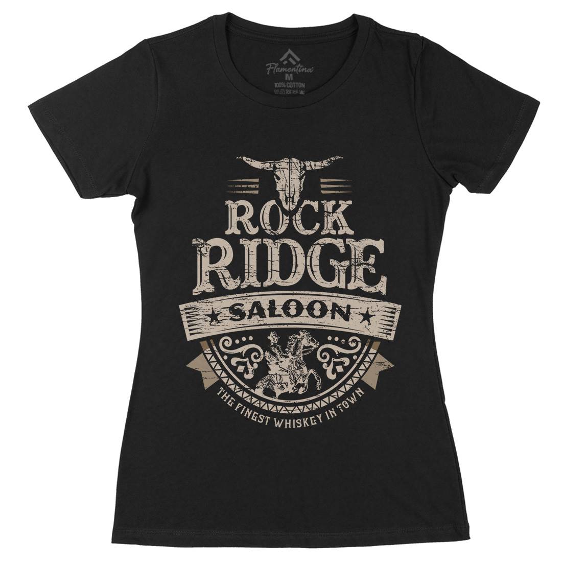 Rock Ridge Saloon Womens Organic Crew Neck T-Shirt Music D101