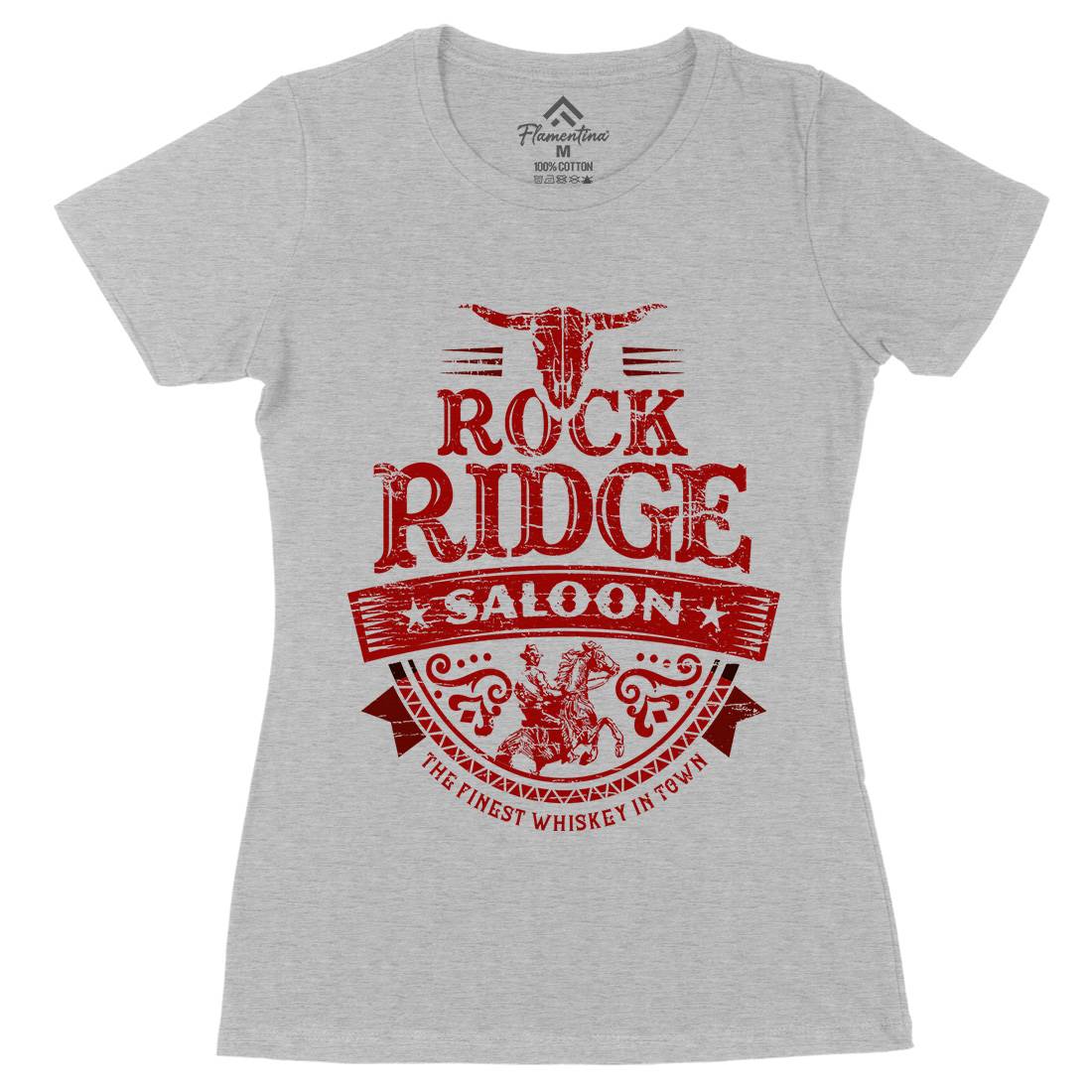 Rock Ridge Saloon Womens Organic Crew Neck T-Shirt Music D101