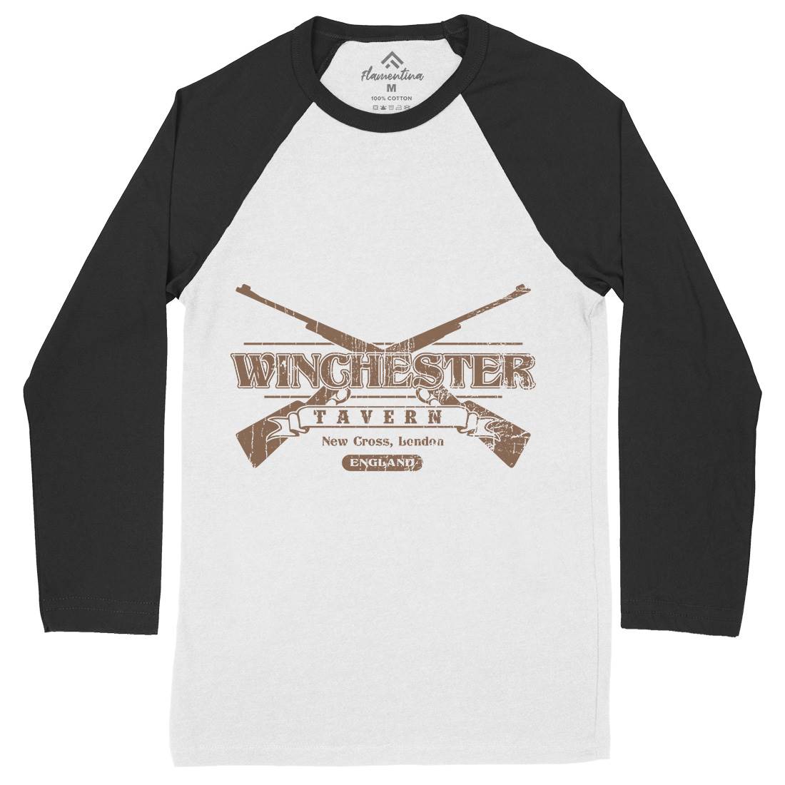 Winchester Tavern Mens Long Sleeve Baseball T-Shirt Horror D102