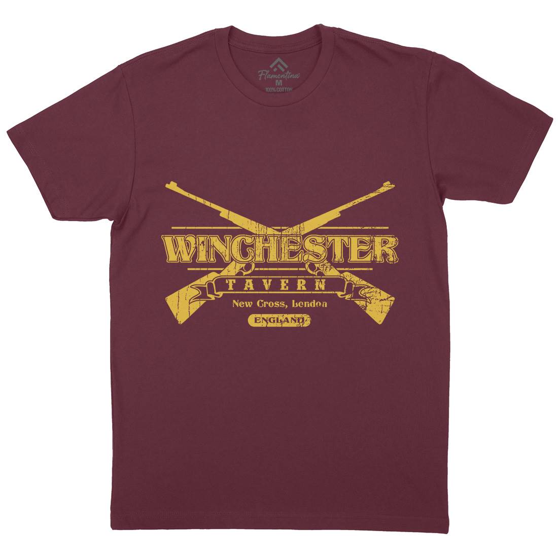 Winchester Tavern Mens Organic Crew Neck T-Shirt Horror D102
