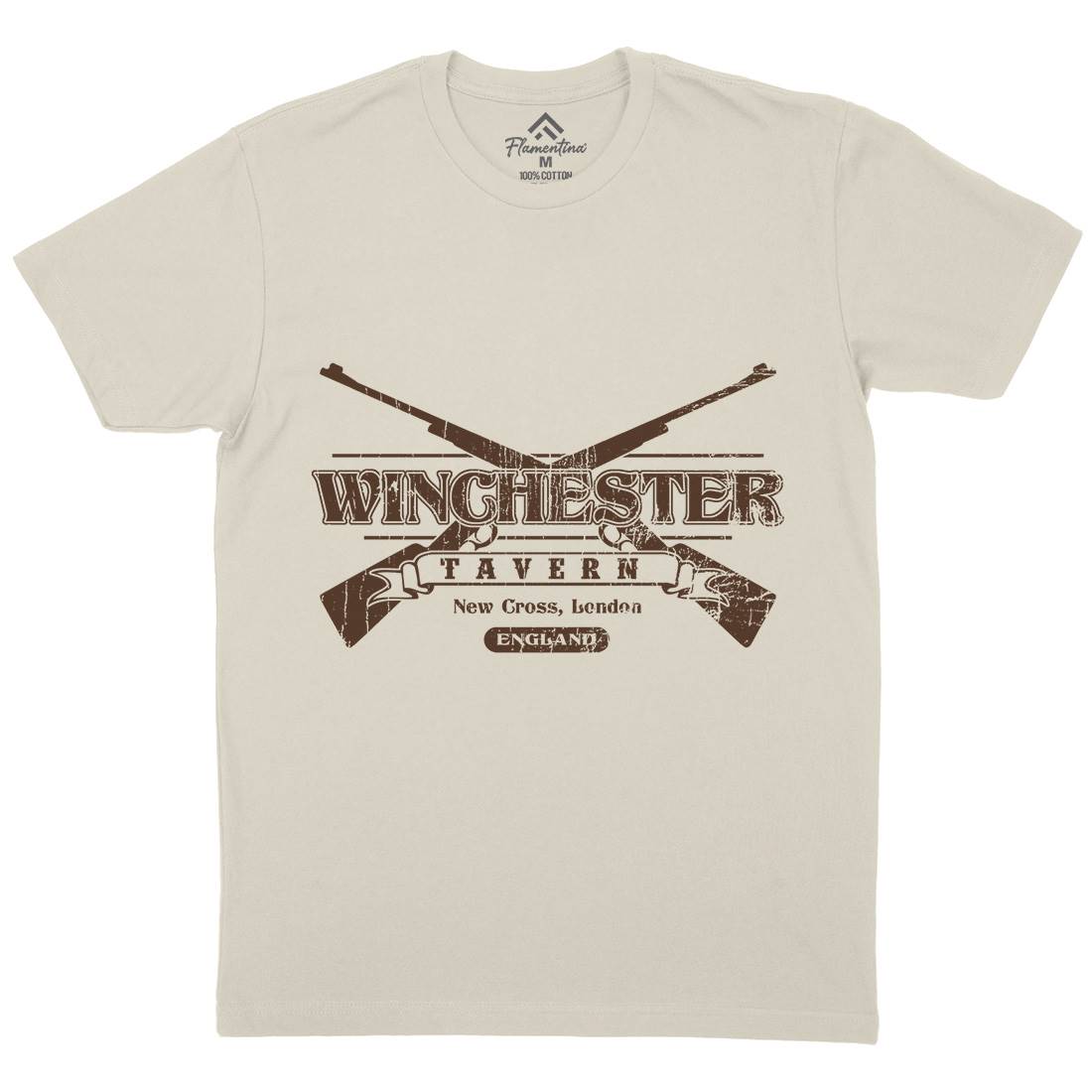 Winchester Tavern Mens Organic Crew Neck T-Shirt Horror D102