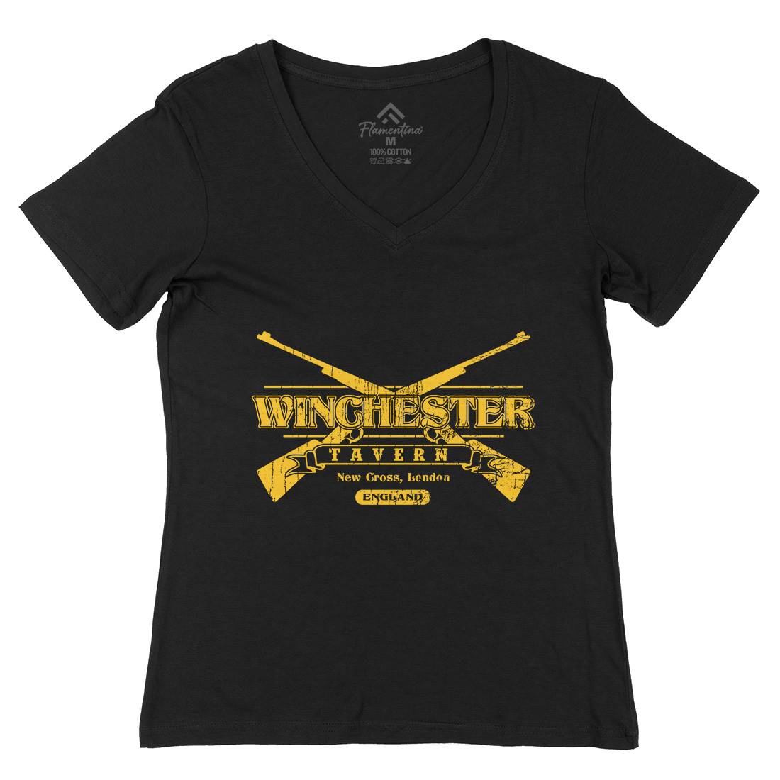Winchester Tavern Womens Organic V-Neck T-Shirt Horror D102
